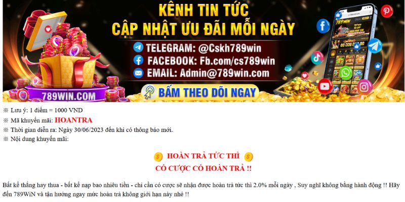 Hoàn Trả Cược Thua - Ưu Đãi Cấp Vốn Ngay Cả Khi Thất Bại 1 Hoàn trả 2.0% cược thua tức thì nhận tiền ngay lập tức